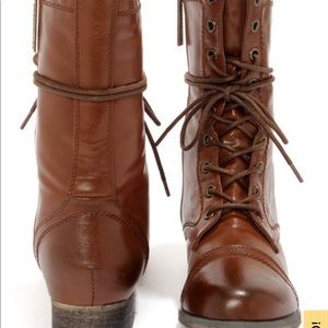 Georgia 72 Cognac Lace-Up Combat Boots - Brown